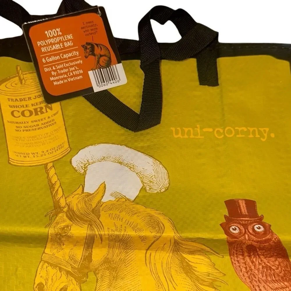NWT Trader Joe’s uni-corny Reusable Shopping Bag Carry Tote
